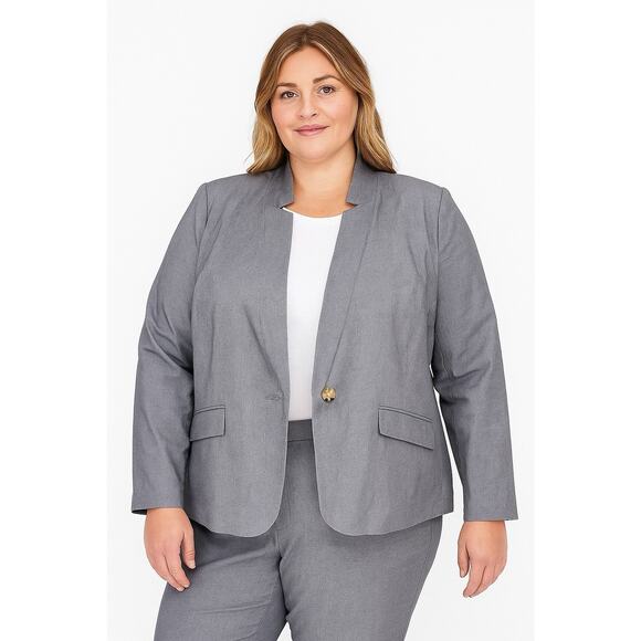 Talbots Jackets & Blazers - Talbots Womens Blazer Plus Size 22W Gray Cotton Blend Career Office Corporate